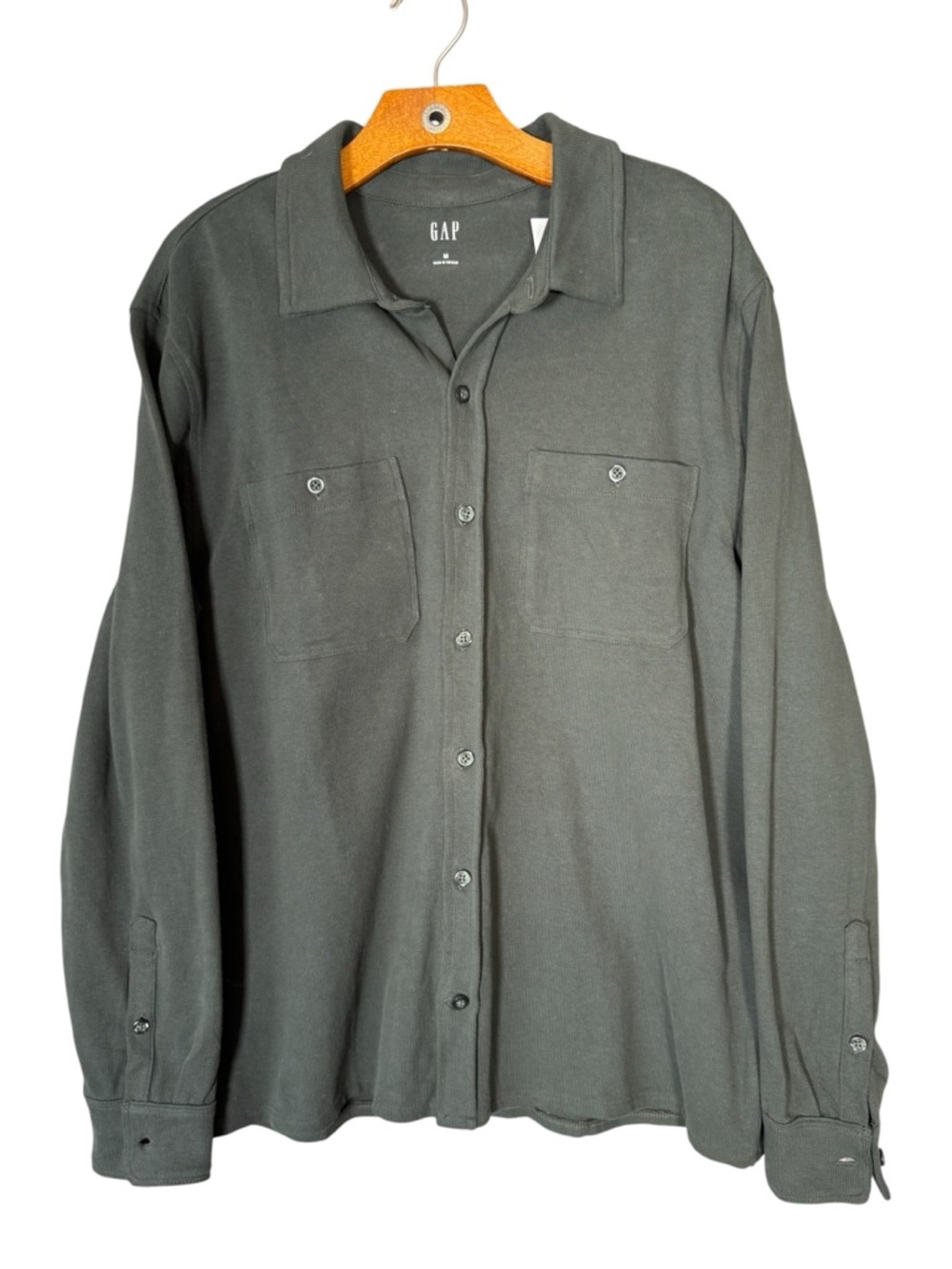 NWT GAP Men's Gap Knit Cotton Long Sleeve Shirt Green Casual  M